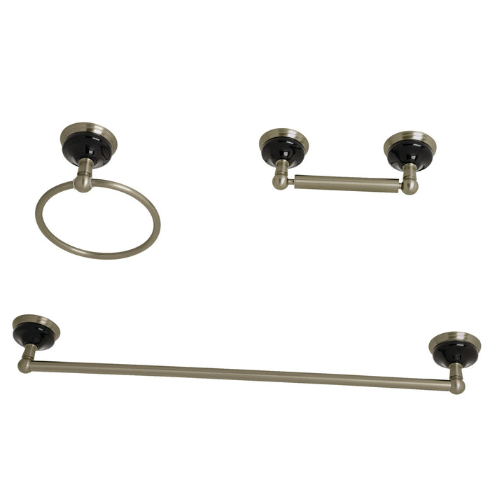 Kingston Brass BAK911148BN Water Onyx 3-Piece Bathroom Accessory Set, Brushed Nickel