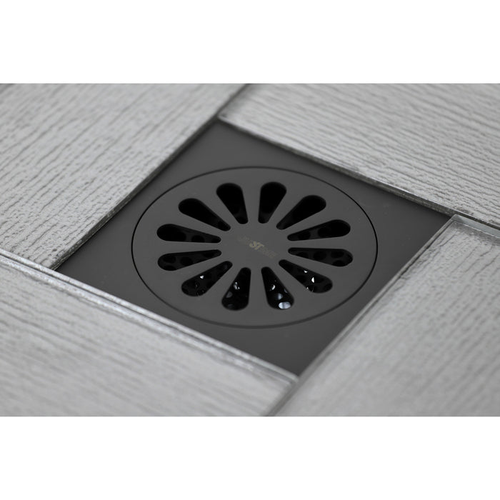 Kingston Brass BSF4161ORB Watercourse Sunburst 4" Brass Square Grid Shower Drain with Hair Strainer, Oil Rubbed Bronze