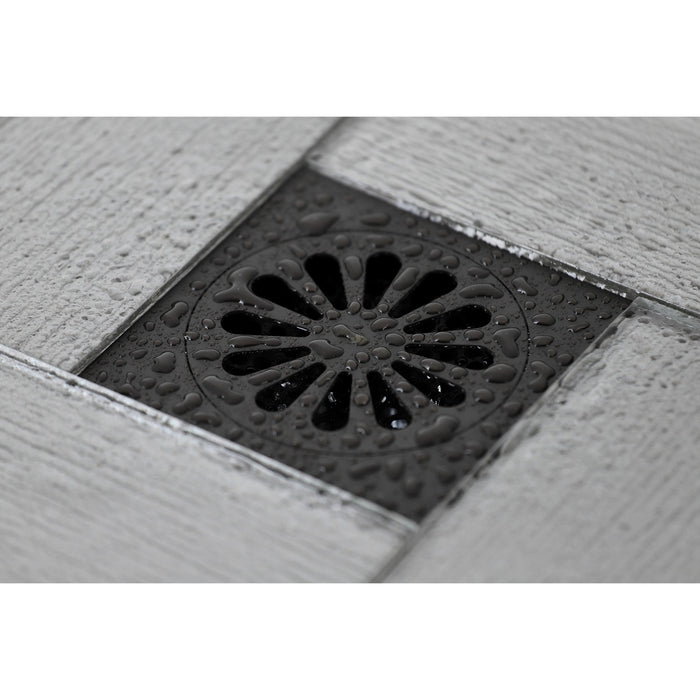 Kingston Brass BSF4161ORB Watercourse Sunburst 4" Brass Square Grid Shower Drain with Hair Strainer, Oil Rubbed Bronze
