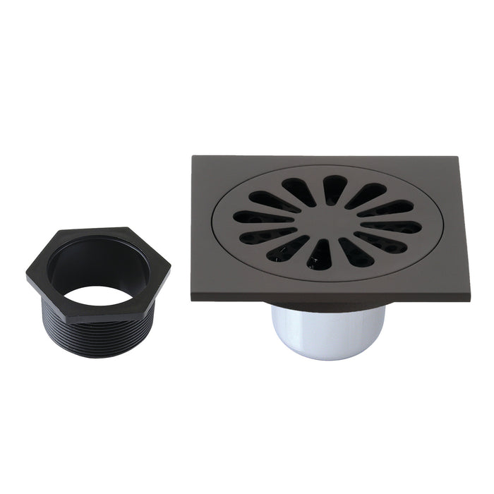 Kingston Brass BSF4161ORB Watercourse Sunburst 4" Brass Square Grid Shower Drain with Hair Strainer, Oil Rubbed Bronze