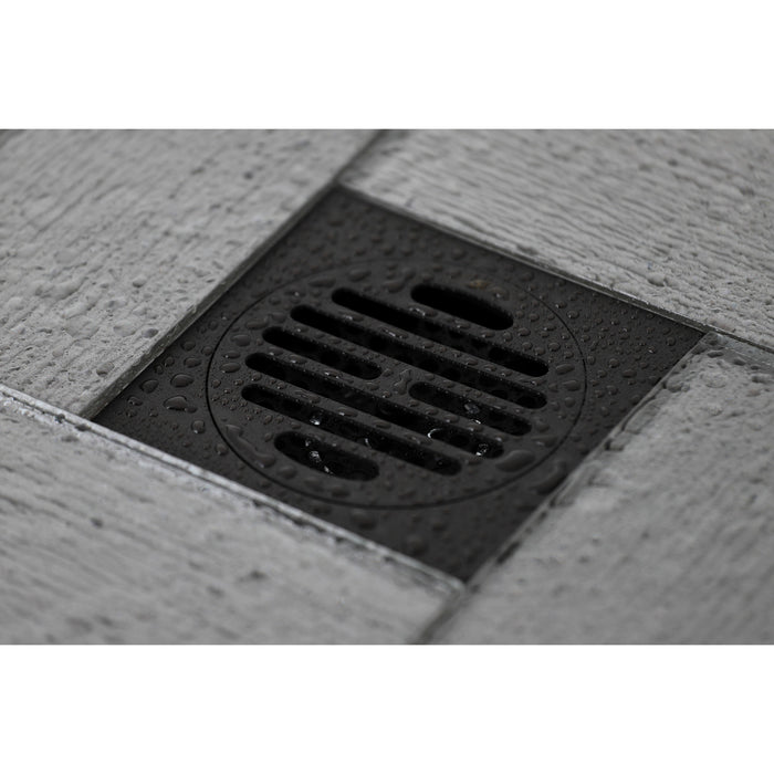 Kingston BSF4262ORB Watercourse Symmetric 4" Brass Square Grid Shower Drain with Hair Strainer, Oil Rubbed Bronze