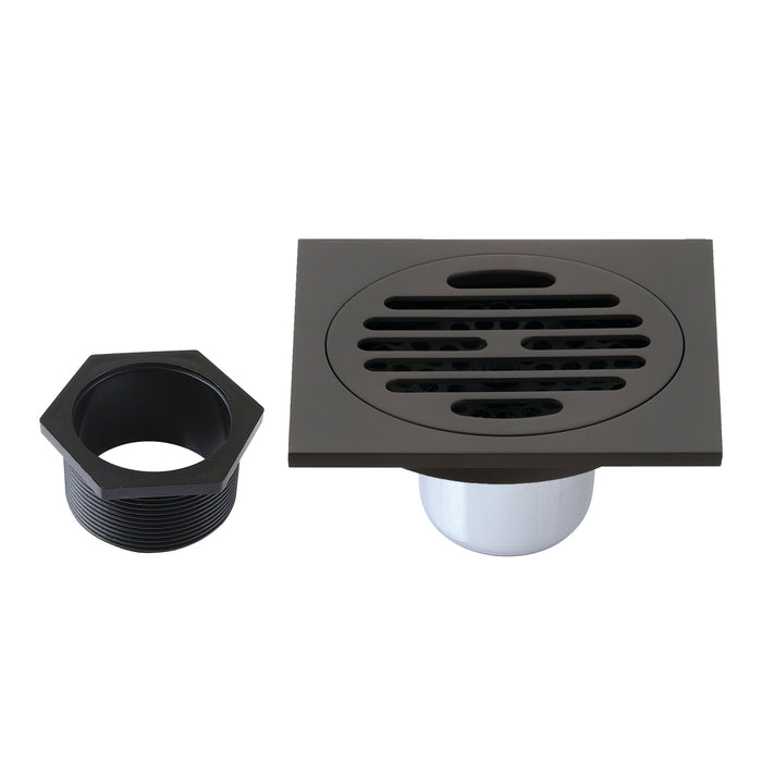 Kingston BSF4262ORB Watercourse Symmetric 4" Brass Square Grid Shower Drain with Hair Strainer, Oil Rubbed Bronze