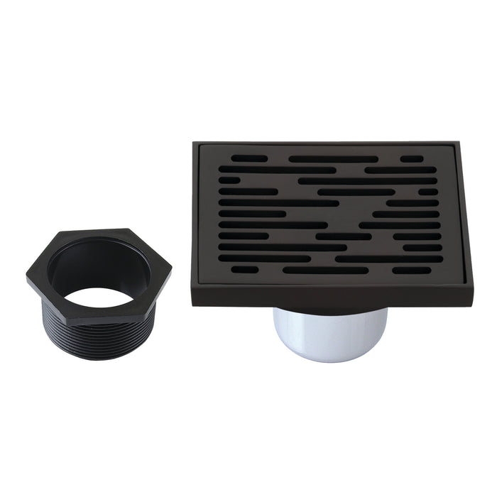 Kingston Brass BSF6310ORB Watercourse Transit 4" Brass Square Grid Shower Drain with Hair Strainer, Oil Rubbed Bronze