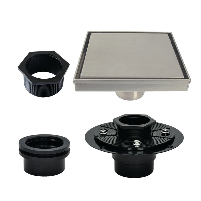 Kingston Brass BSFK6628 Watercourse 6" Stainless Steel Square Shower Drain with Flange, Brushed Nickel