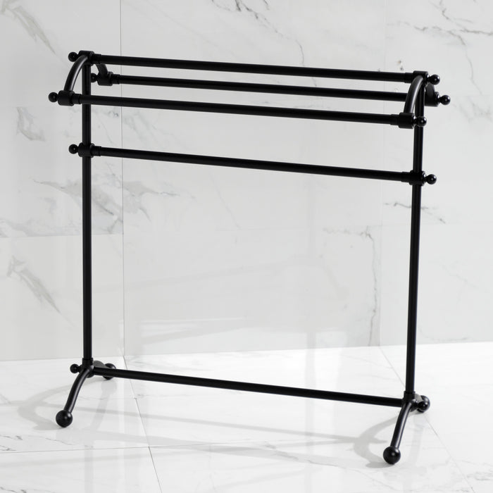 Kingston Brass CC2290 Vintage 30" Freestanding Pedestal 4-Tier Towel Rack, Matte Black