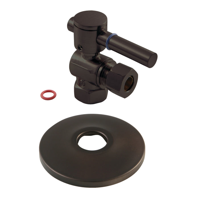 Kingston Brass CC33105DLK 3/8" FIP x 3/8" O.D. Comp Quarter-Turn Angle Shut-Off Valve with Flange, Oil Rubbed Bronze