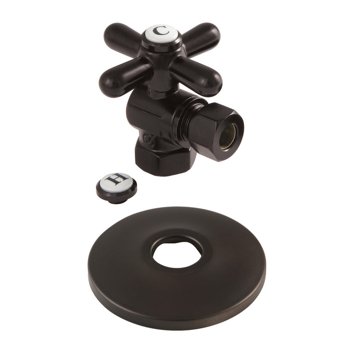 Kingston Brass CC33105XK 3/8" FIP x 3/8" O.D. Comp Quarter-Turn Angle Shut-Off Valve with Flange, Oil Rubbed Bronze