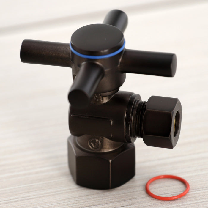 Kingston Brass CC43105DX 1/2" FIP x 3/8" O.D. Comp Quarter-Turn Angle Shut-Off Valve, Oil Rubbed Bronze