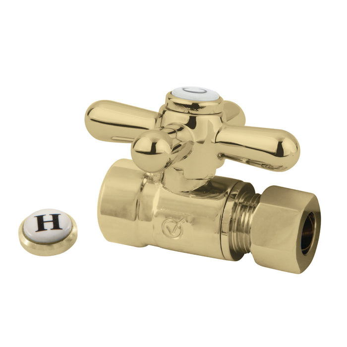 Kingston Brass CC43252X 1/2" Sweat x 3/8" O.D. Comp Straight Shut-Off Valve, Polished Brass