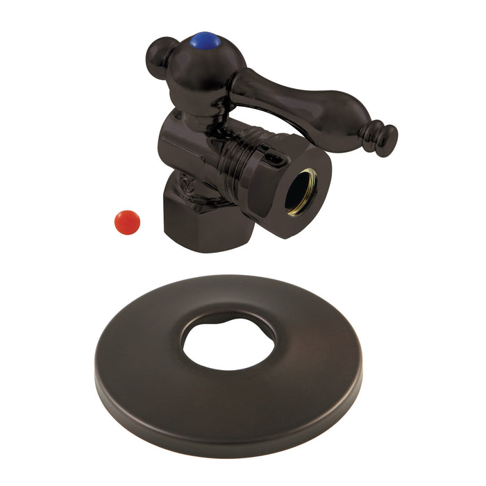 Kingston Brass CC44105K 1/2" FIP x 1/2" or 7/16" Slip Joint Quarter-Turn Angle Shut-Off Valve with Flange, Oil Rubbed Bronze