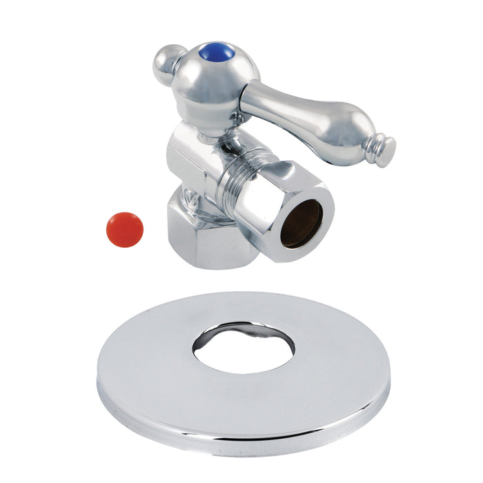 Kingston Brass CC44401K 1/2" FIP x 1/2" O.D. Comp Quarter-Turn Angle Shut-Off Valve with Flange, Polished Chrome