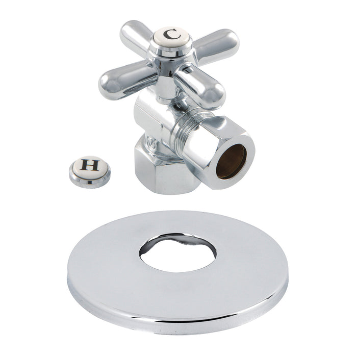 Kingston Brass CC44401XK 1/2" FIP x 1/2" O.D. Comp Quarter-Turn Angle Shut-Off Valve with Flange, Polished Chrome