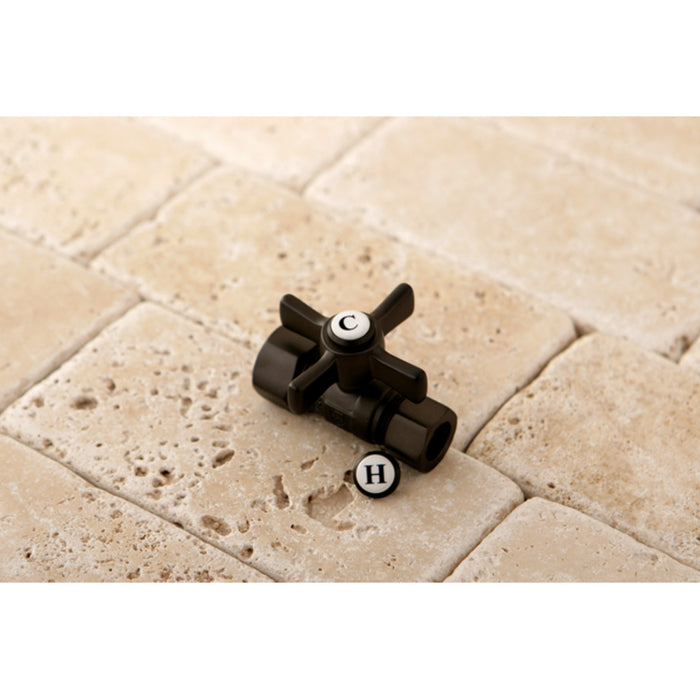 Kingston Brass CC44455ZX 5/8" O.D. Comp x 1/2" O.D. Comp Quarter-Turn Straight Shut-Off Valve, Oil Rubbed Bronze