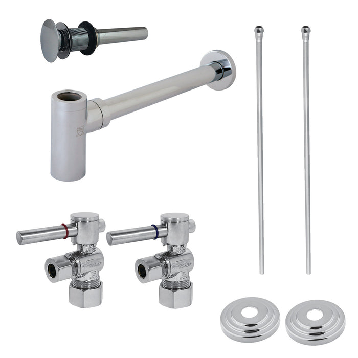 Kingston Brass CC53301DLTRMK1 Trimscape Modern Plumbing Sink Trim Kit with Bottle Trap and Drain (No Overflow), Polished Chrome