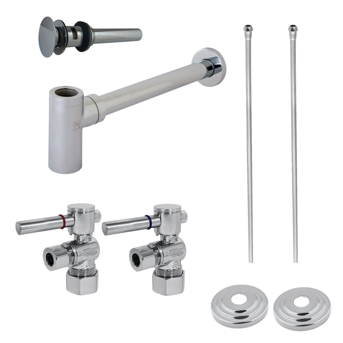 Kingston Brass CC53301DLTRMK2 Trimscape Modern Plumbing Sink Trim Kit with Bottle Trap and Overflow Drain, Polished Chrome