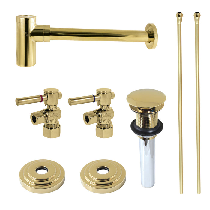 Kingston Brass CC53302DLTRMK2 Trimscape Modern Plumbing Sink Trim Kit with Bottle Trap and Overflow Drain, Polished Brass