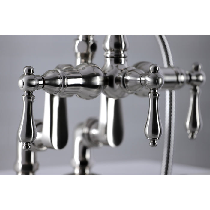 Kingston Brass CC6013T8 Vintage 3-3/8" Adjustable Center Deck-Mount Clawfoot Tub Faucet with Hand Shower, Brushed Nickel