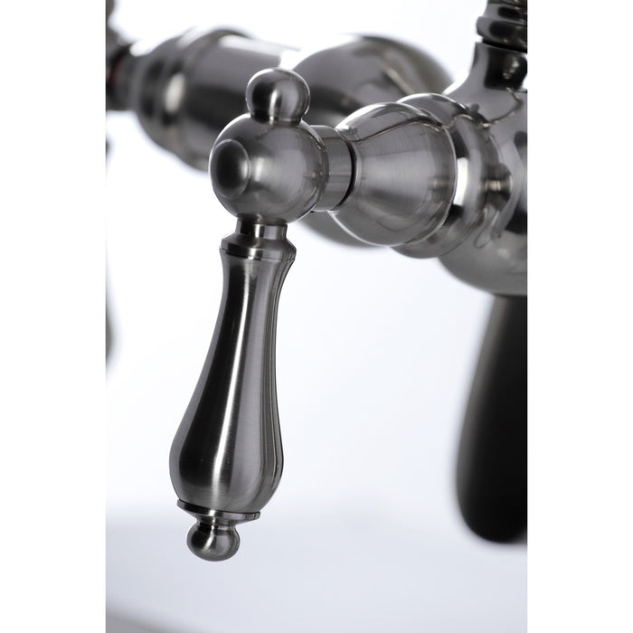 Kingston Brass CC6013T8 Vintage 3-3/8" Adjustable Center Deck-Mount Clawfoot Tub Faucet with Hand Shower, Brushed Nickel