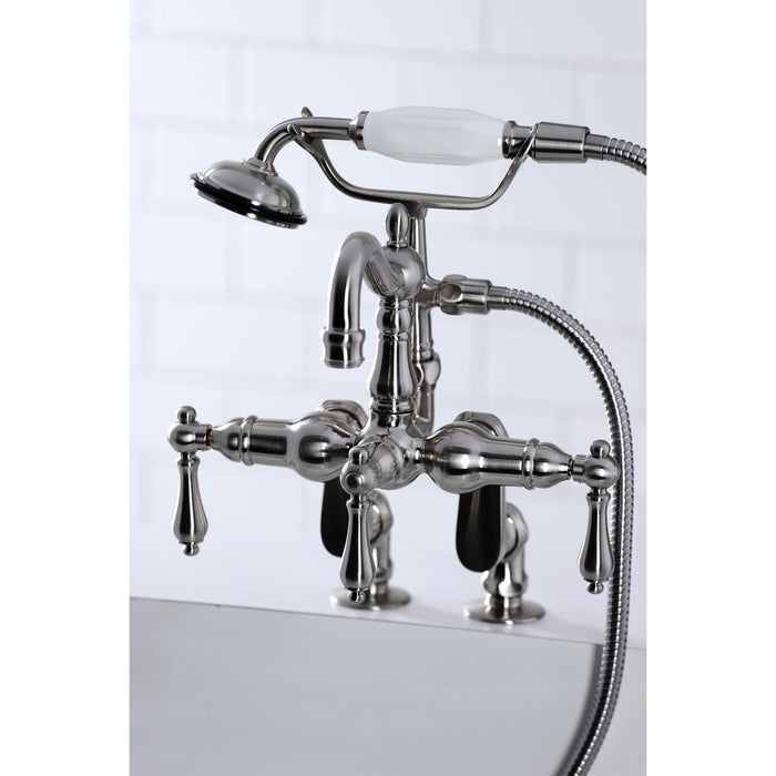 Kingston Brass CC6013T8 Vintage 3-3/8" Adjustable Center Deck-Mount Clawfoot Tub Faucet with Hand Shower, Brushed Nickel