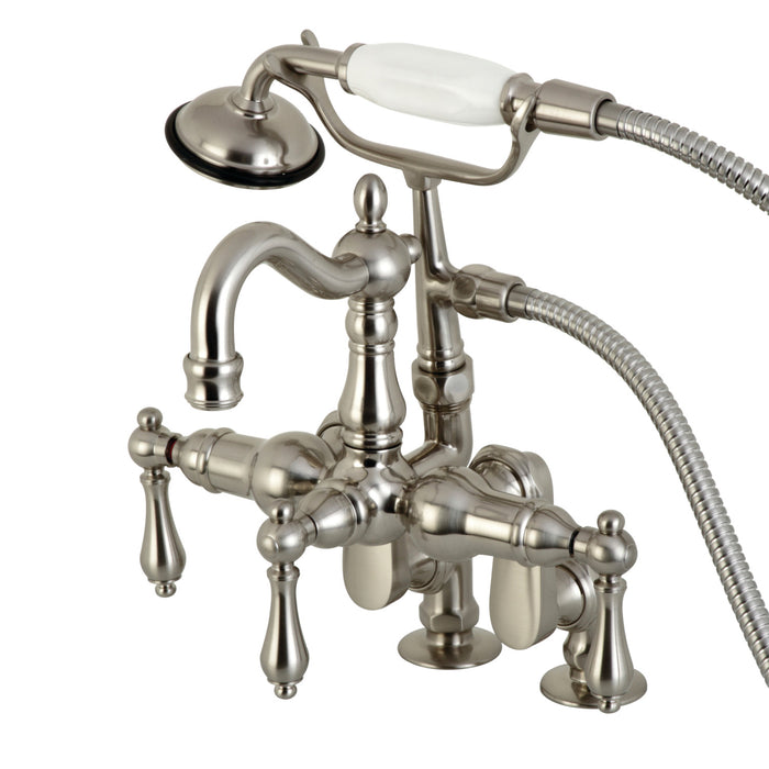 Kingston Brass CC6013T8 Vintage 3-3/8" Adjustable Center Deck-Mount Clawfoot Tub Faucet with Hand Shower, Brushed Nickel