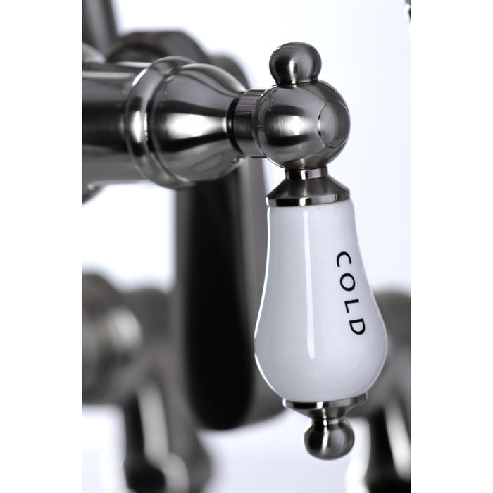 Kingston Brass CC6017T8 Vintage 3-3/8" Adjustable Center Deck-Mount Clawfoot Tub Faucet with Hand Shower, Brushed Nickel