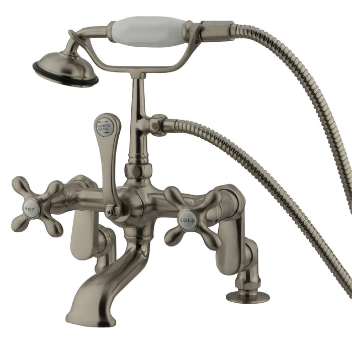 Kingston Brass CC657T8 Vintage 7" Adjustable Center Deck-Mount Clawfoot Tub Faucet with Hand Shower, Brushed Nickel