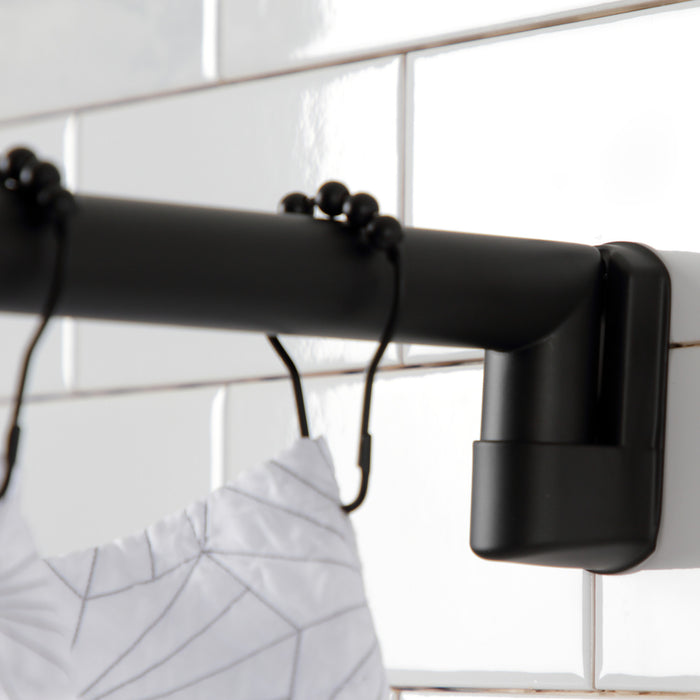 Kingston Brass CC6720 Edenscape 60"-72" Stainless Steel Adjustable Single Curved Shower Curtain Rod, Matte Black