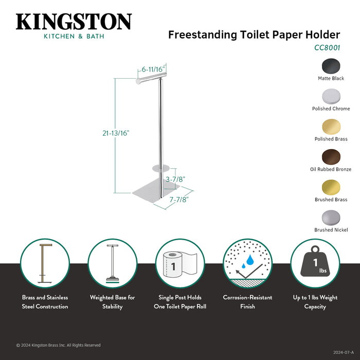Kingston Brass CC8008 Claremont Freestanding Toilet Paper Holder, Brushed Nickel