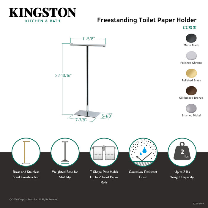 Kingston Brass CC8102 Claremont Freestanding Toilet Paper Stand, Polished Brass