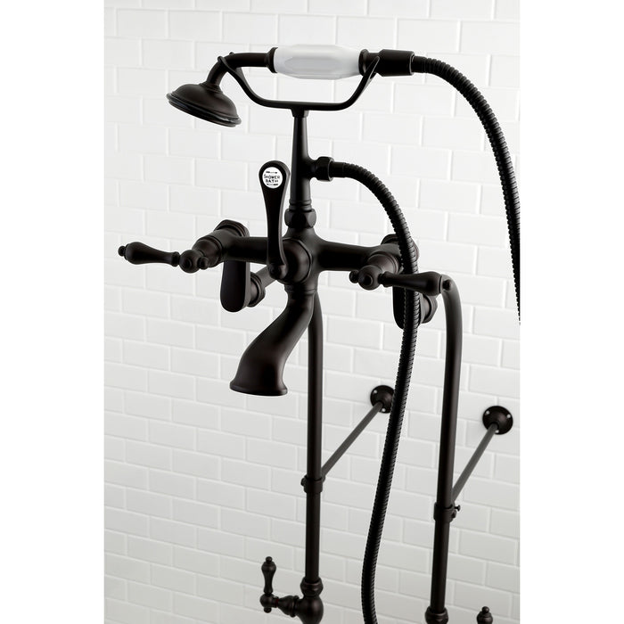 Kingston Brass CCK103T5 Vintage Freestanding Clawfoot Tub Faucet Package with Supply Lines and Hand Shower, Oil Rubbed Bronze