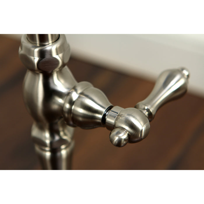 Kingston Brass CCK103T8 Vintage Freestanding Clawfoot Tub Faucet Package with Supply Lines and Hand Shower, Brushed Nickel