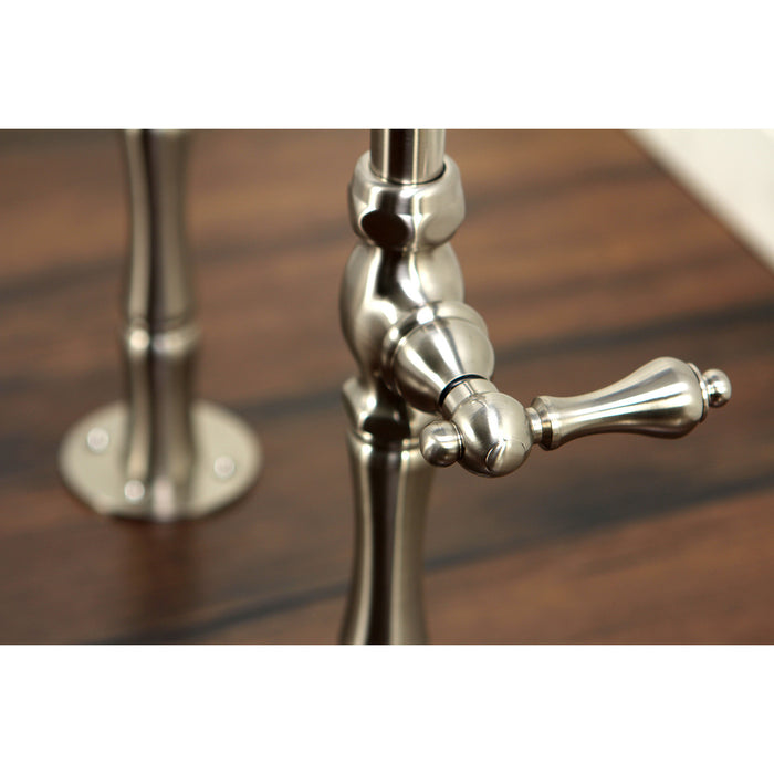 Kingston Brass CCK103T8 Vintage Freestanding Clawfoot Tub Faucet Package with Supply Lines and Hand Shower, Brushed Nickel
