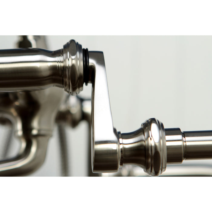 Kingston Brass CCK103T8 Vintage Freestanding Clawfoot Tub Faucet Package with Supply Lines and Hand Shower, Brushed Nickel