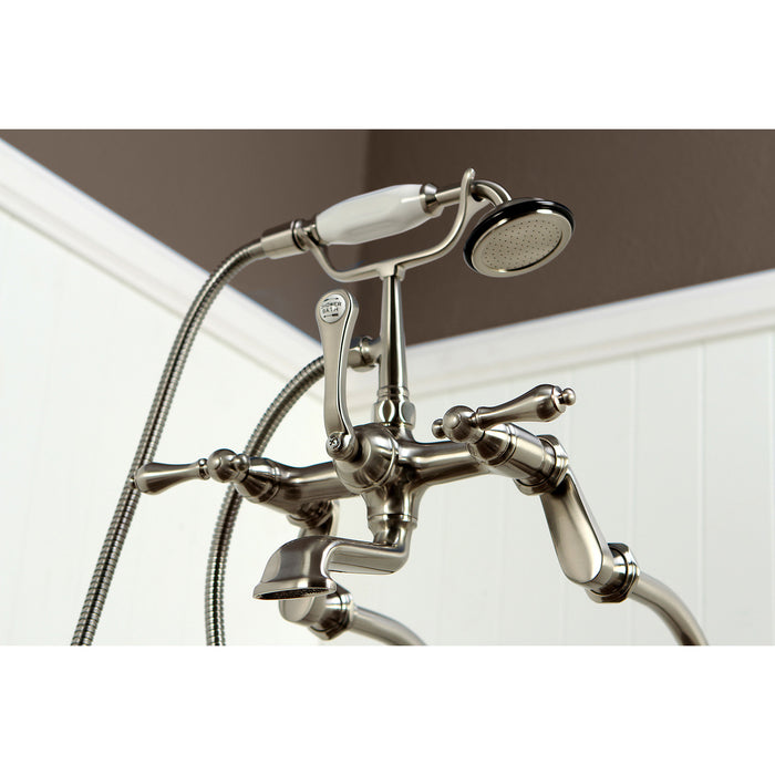Kingston Brass CCK103T8 Vintage Freestanding Clawfoot Tub Faucet Package with Supply Lines and Hand Shower, Brushed Nickel