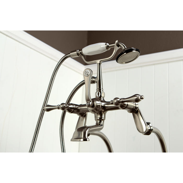 Kingston Brass CCK103T8 Vintage Freestanding Clawfoot Tub Faucet Package with Supply Lines and Hand Shower, Brushed Nickel