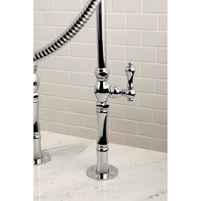 Kingston Brass CCK104T1 Vintage Freestanding Clawfoot Tub Faucet Package with Supply Lines and Hand Shower, Polished Chrome