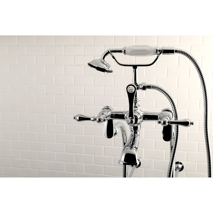 Kingston Brass CCK104T1 Vintage Freestanding Clawfoot Tub Faucet Package with Supply Lines and Hand Shower, Polished Chrome