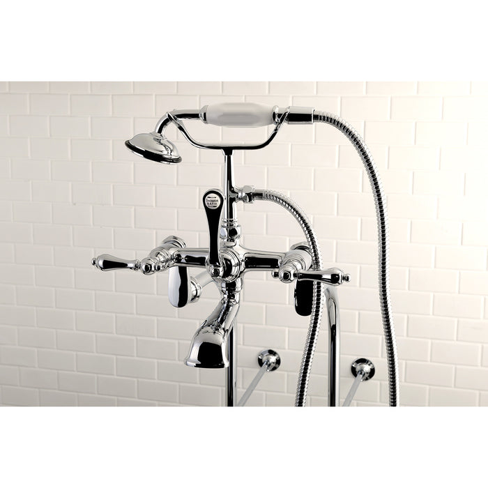 Kingston Brass CCK104T1 Vintage Freestanding Clawfoot Tub Faucet Package with Supply Lines and Hand Shower, Polished Chrome