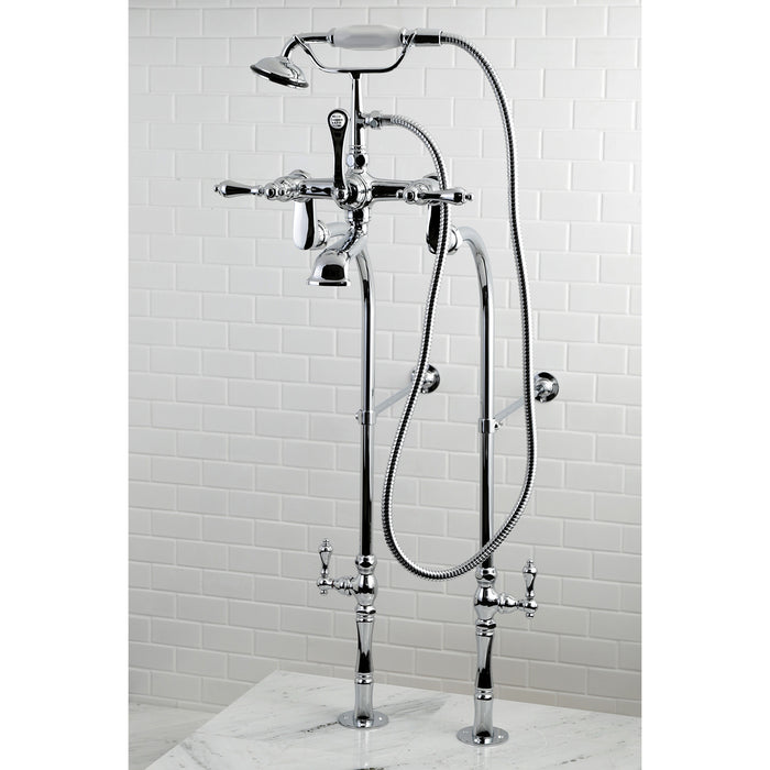 Kingston Brass CCK104T1 Vintage Freestanding Clawfoot Tub Faucet Package with Supply Lines and Hand Shower, Polished Chrome