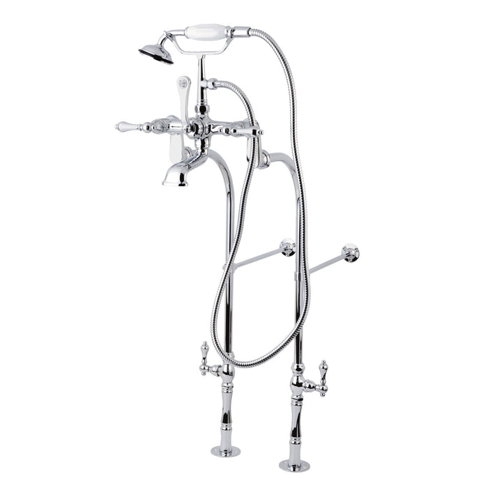 Kingston Brass CCK104T1 Vintage Freestanding Clawfoot Tub Faucet Package with Supply Lines and Hand Shower, Polished Chrome