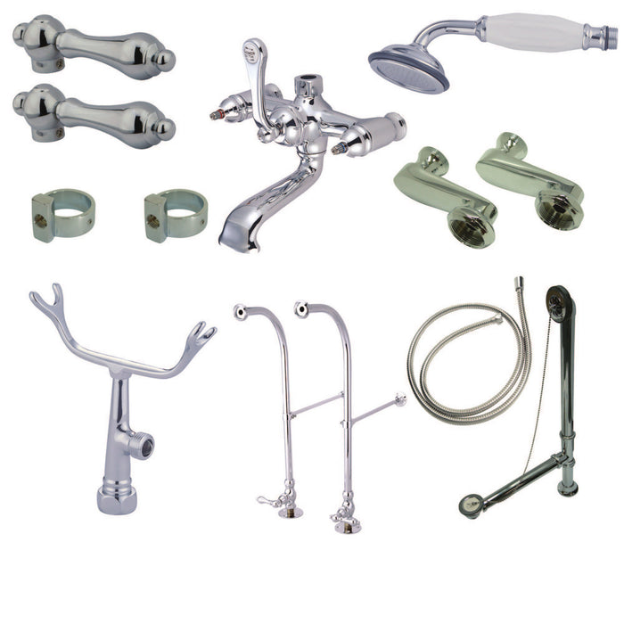Kingston Brass CCK5101AL Vintage Freestanding Clawfoot Tub Faucet Package with Supply Line, Hand Shower and Tub Drain, Polished Chrome