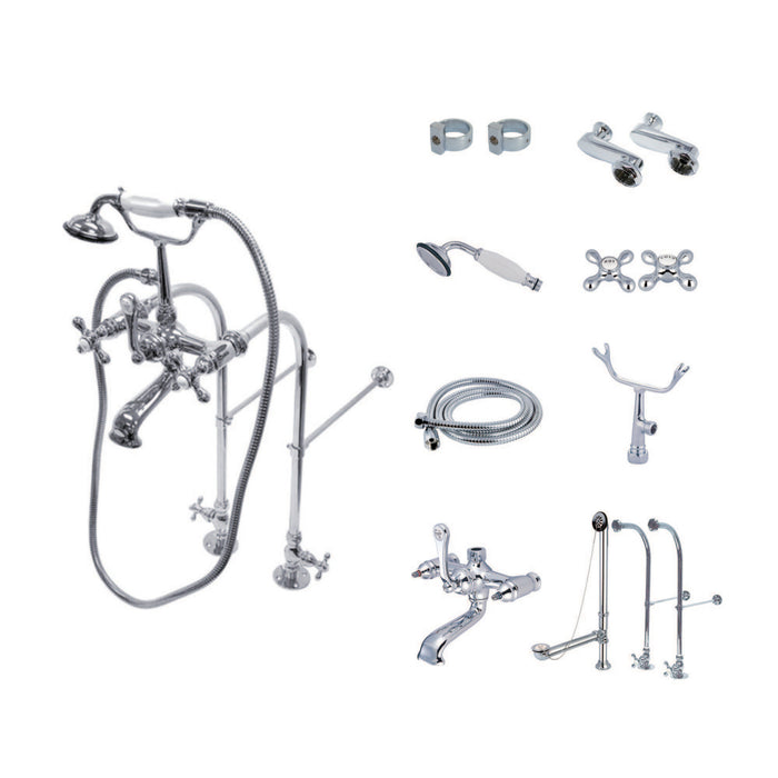 Kingston Brass CCK5101AX Vintage Freestanding Clawfoot Tub Faucet Package with Supply Line, Hand Shower and Tub Drain, Polished Chrome