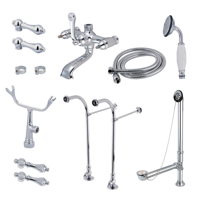 Kingston Brass CCK5171AL Vintage Freestanding Clawfoot Tub Faucet Package with Supply Line, Hand Shower and Tub Drain, Polished Chrome