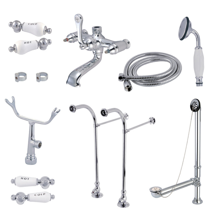 Kingston Brass CCK5171CPL Vintage Freestanding Clawfoot Tub Faucet Package with Supply Line, Hand Shower and Tub Drain, Polished Chrome