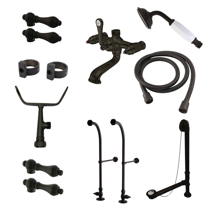 Kingston Brass CCK5175AL Vintage Freestanding Clawfoot Tub Faucet Package with Supply Line, Hand Shower and Tub Drain, Oil Rubbed Bronze
