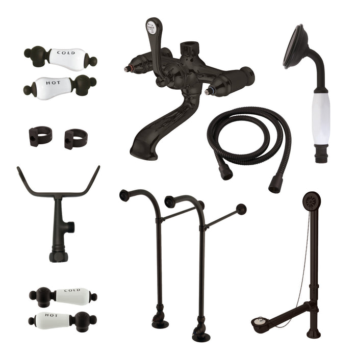Kingston Brass CCK5175CPL Vintage Freestanding Clawfoot Tub Faucet Package with Supply Line, Hand Shower and Tub Drain, Oil Rubbed Bronze