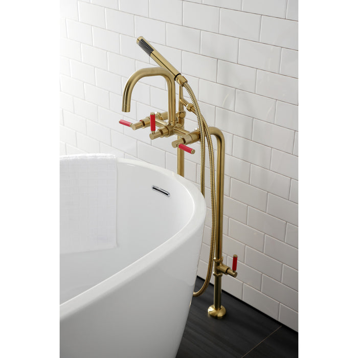 Aqua Vintage CCK8407DKL Concord Freestanding Tub Faucet with Supply Line, Stop Valve, Brushed Brass