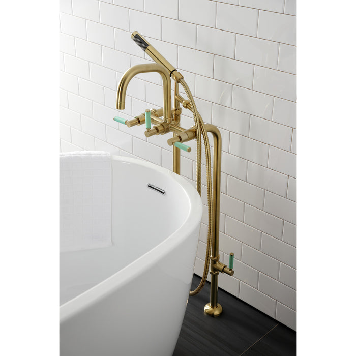 Aqua Vintage CCK8407DKL Concord Freestanding Tub Faucet with Supply Line, Stop Valve, Brushed Brass
