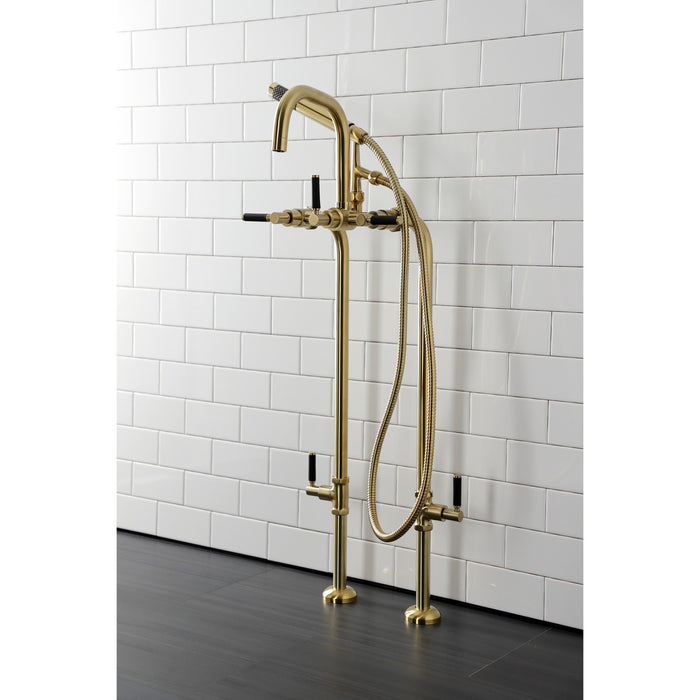 Aqua Vintage CCK8407DKL Concord Freestanding Tub Faucet with Supply Line, Stop Valve, Brushed Brass