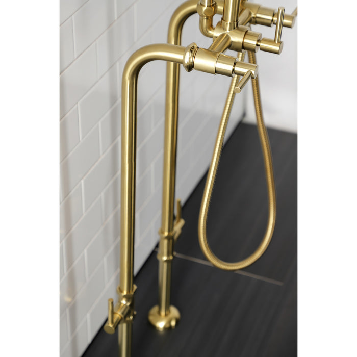 Aqua Vintage CCK8407DL Concord Freestanding Tub Faucet with Supply Line, Stop Valve, Brushed Brass